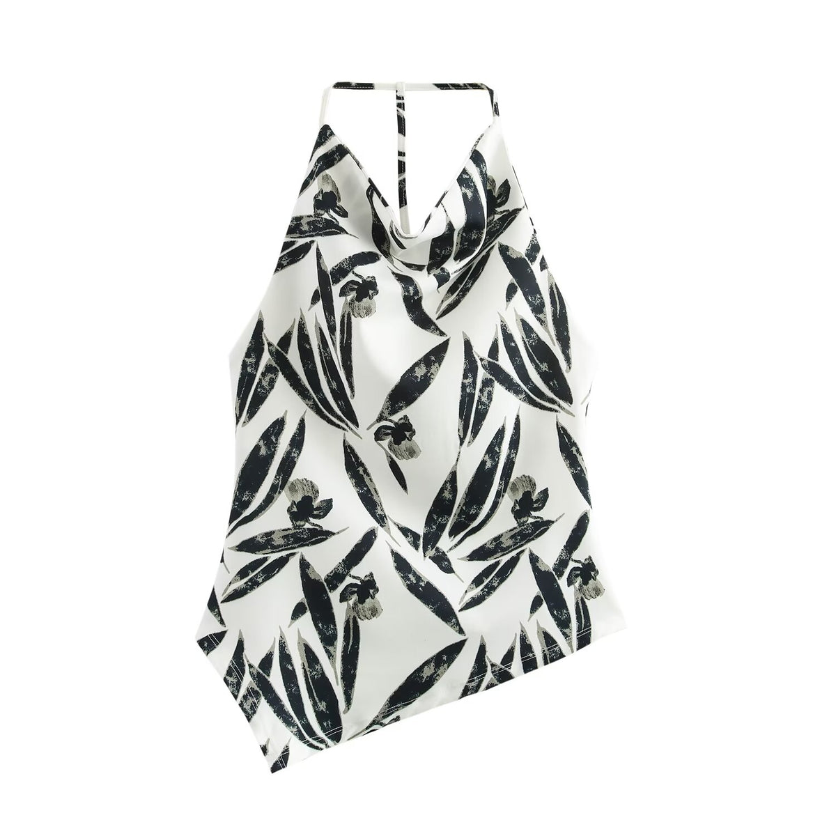 Autumn Printed Hanging Collar Top Wide Leg Pants Set