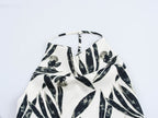 Autumn Printed Hanging Collar Top Wide Leg Pants Set