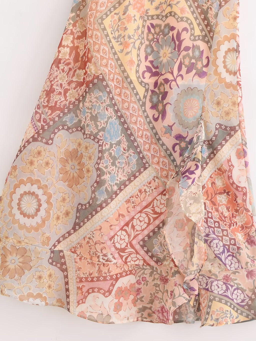 Backless Print Color Contrast Loose Slip Dress