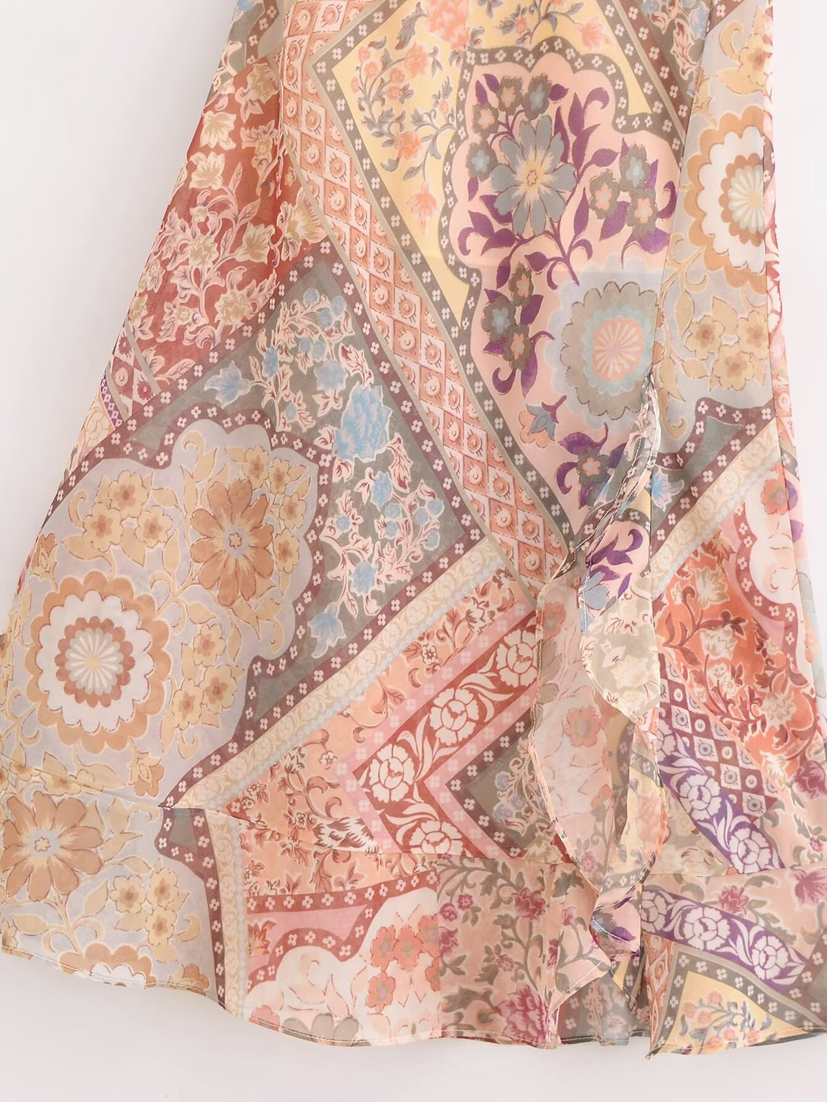 Backless Print Color Contrast Loose Slip Dress