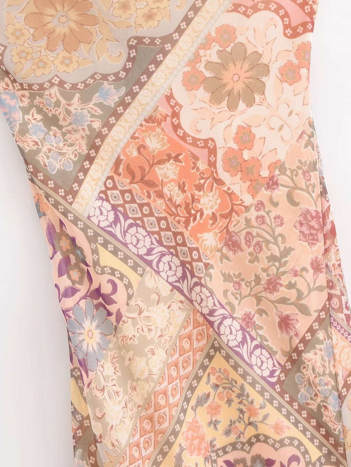 Backless Print Color Contrast Loose Slip Dress