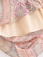 Backless Print Color Contrast Loose Slip Dress