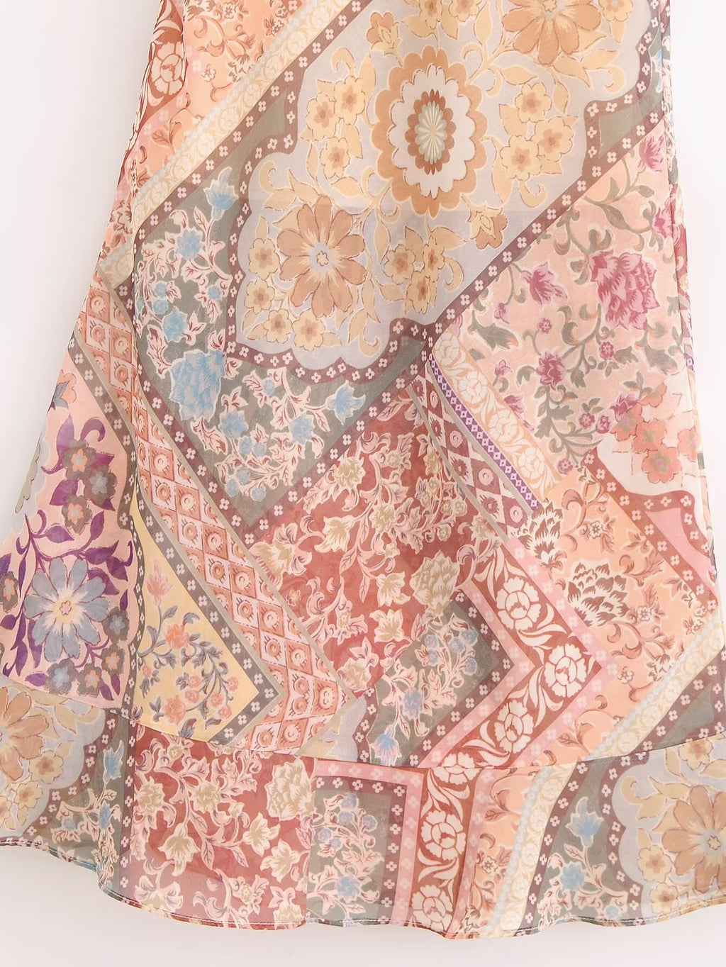 Backless Print Color Contrast Loose Slip Dress