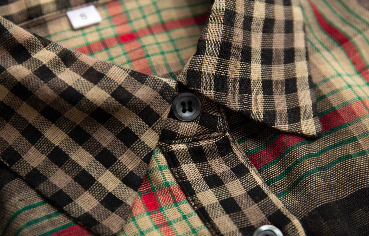 Women’s Retro Patchwork Plaid Long Shirt