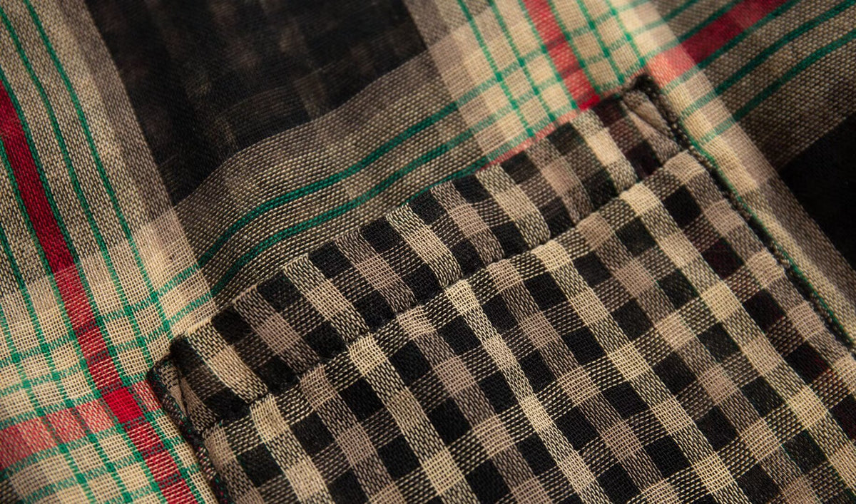 Women’s Retro Patchwork Plaid Long Shirt