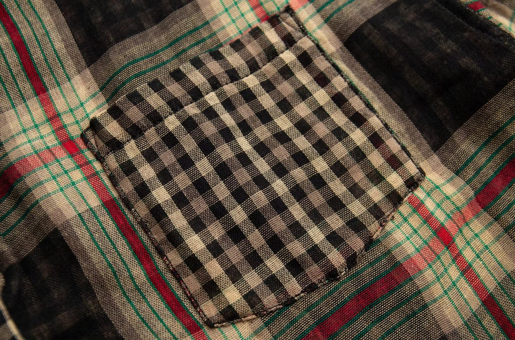 Women’s Retro Patchwork Plaid Long Shirt
