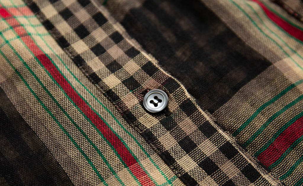 Women’s Retro Patchwork Plaid Long Shirt