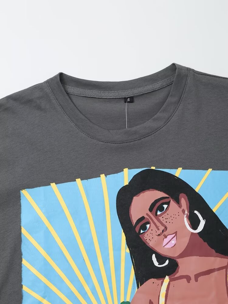 Women's Washed Print Short Sleeve T-Shirt