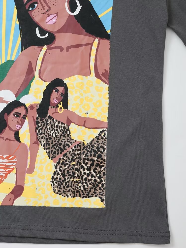 Women's Washed Print Short Sleeve T-Shirt