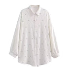 Women's Rhinestone Long-Sleeve Collared Shirt