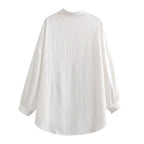 Women's Rhinestone Long-Sleeve Collared Shirt