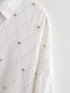 Women's Rhinestone Long-Sleeve Collared Shirt