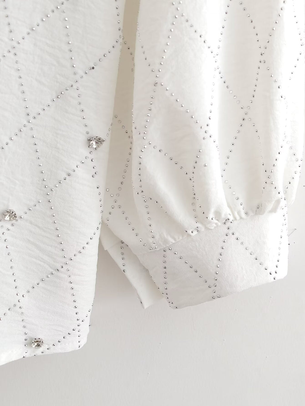 Women's Rhinestone Long-Sleeve Collared Shirt