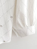 Women's Rhinestone Long-Sleeve Collared Shirt