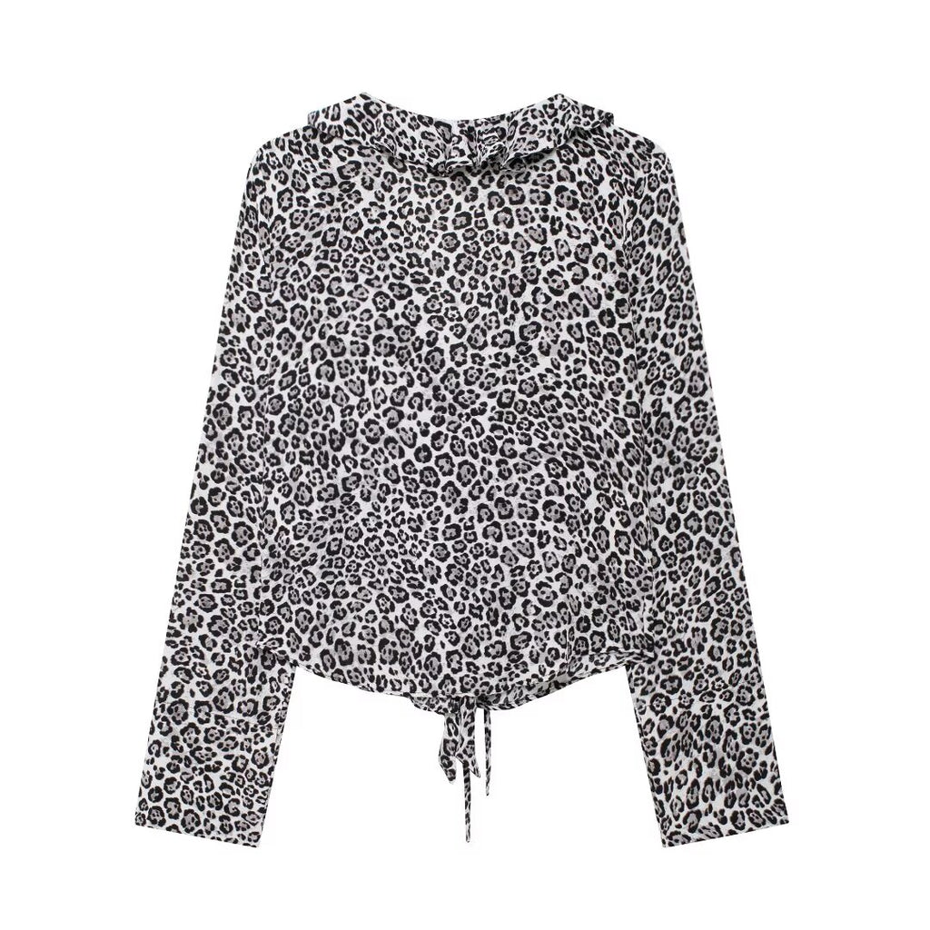 Women's Autumn Women's Animal Print Slim Fit Long Sleeve Trousers Suit
