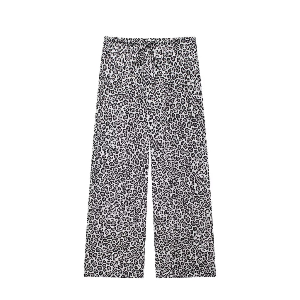 Women's Autumn Women's Animal Print Slim Fit Long Sleeve Trousers Suit