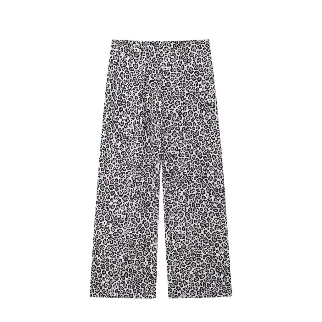 Women's Autumn Women's Animal Print Slim Fit Long Sleeve Trousers Suit