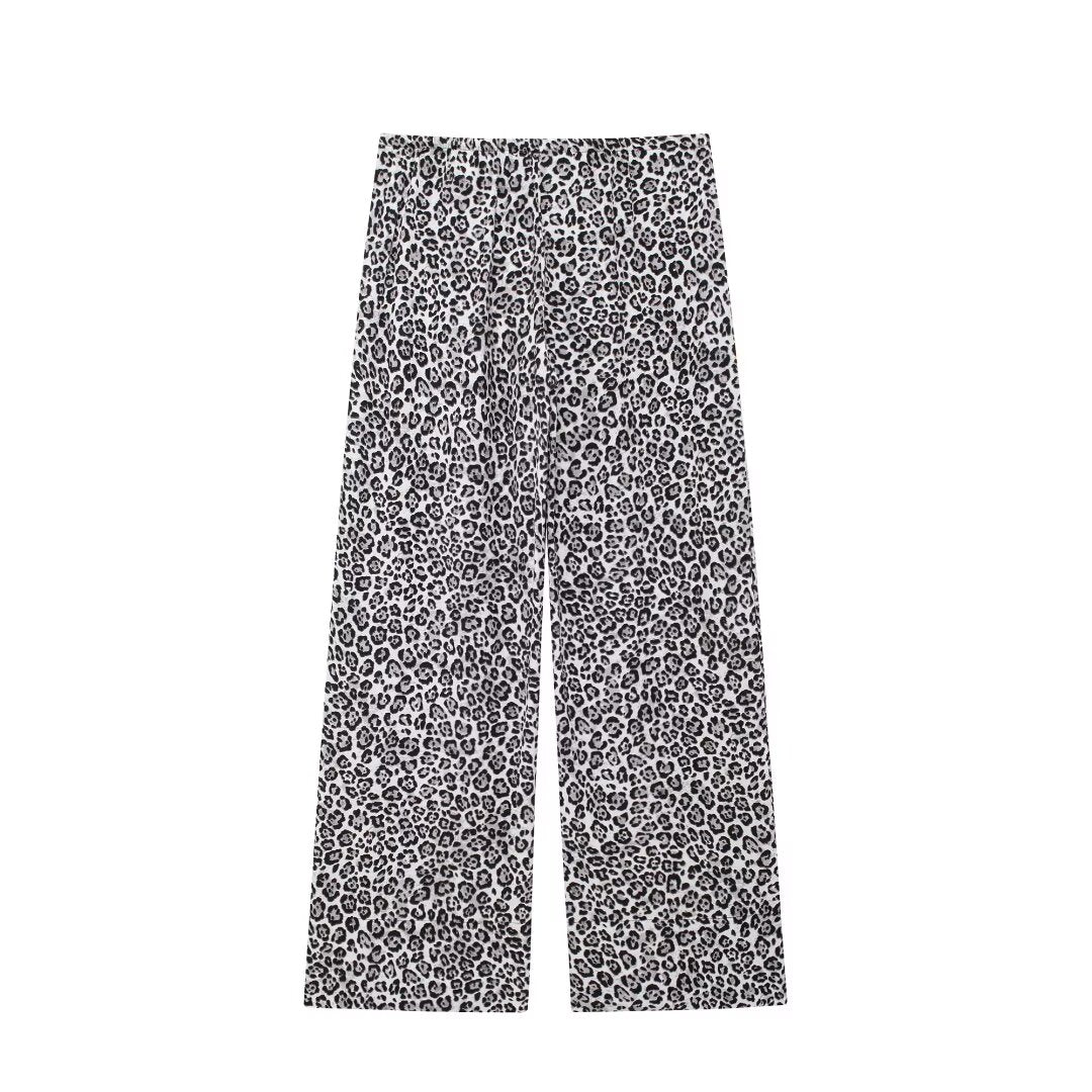 Women's Autumn Women's Animal Print Slim Fit Long Sleeve Trousers Suit