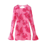 3D Floral Cutout Long-Sleeve Dress