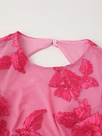 3D Floral Cutout Long-Sleeve Dress