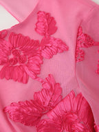3D Floral Cutout Long-Sleeve Dress