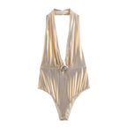 Metallic Halter Neck Jumpsuit for Women