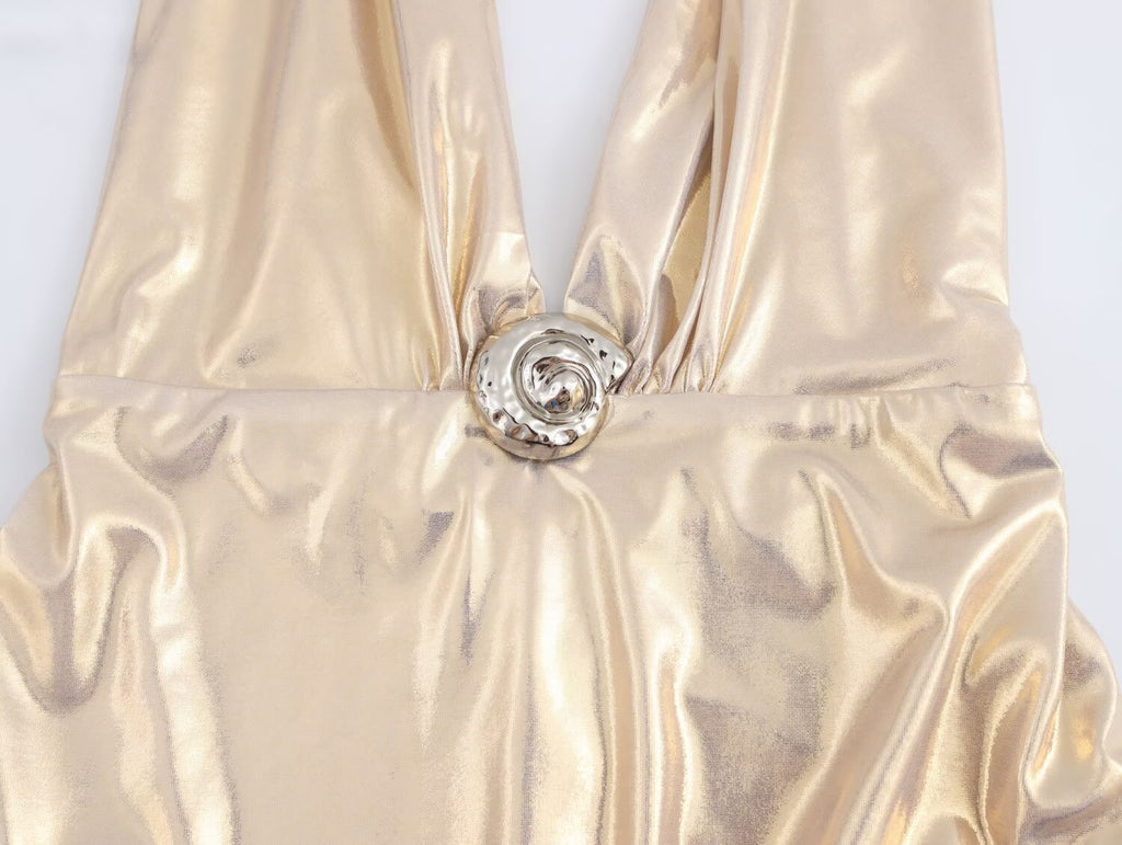 Metallic Halter Neck Jumpsuit for Women