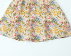 Small Floral-Print Heart Shaped Collar Tight Waist Suspenders Dress