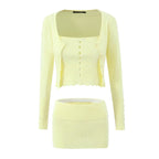 Women's Black Knit Cutout Three-Piece Skirt Set