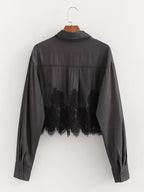 Women's Denim Lace Long-Sleeve Shirt