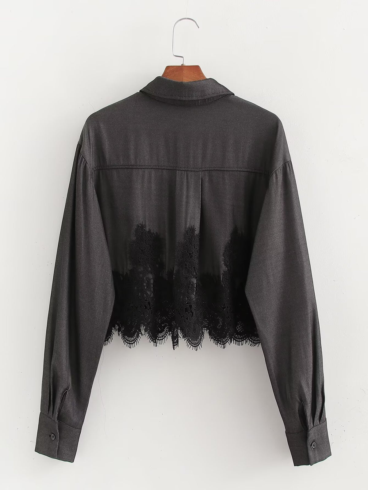 Women's Denim Lace Long-Sleeve Shirt
