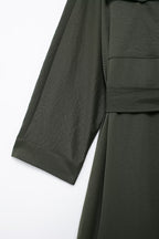 Women's Belted Pleated Long-Sleeve Shirt Maxi Dress