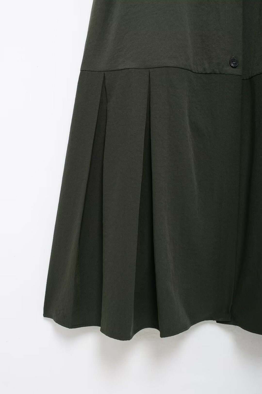 Women's Belted Pleated Long-Sleeve Shirt Maxi Dress