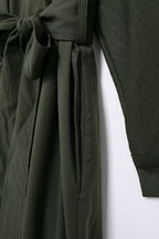 Women's Belted Pleated Long-Sleeve Shirt Maxi Dress