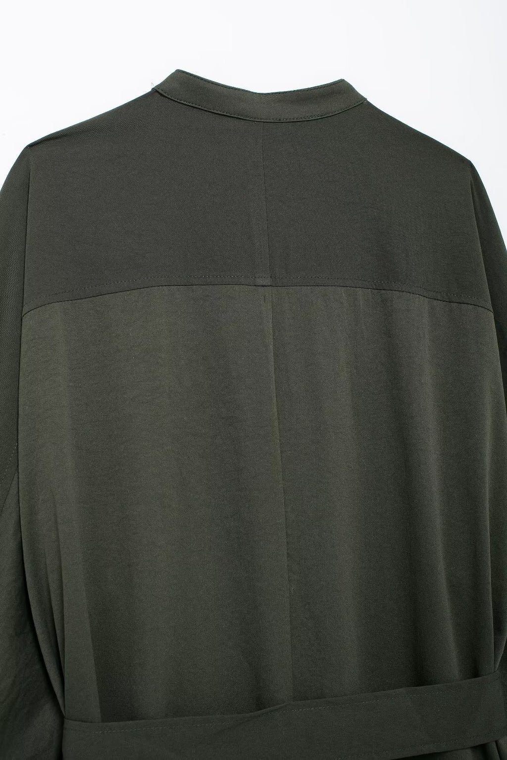 Women's Belted Pleated Long-Sleeve Shirt Maxi Dress