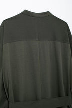 Women's Belted Pleated Long-Sleeve Shirt Maxi Dress