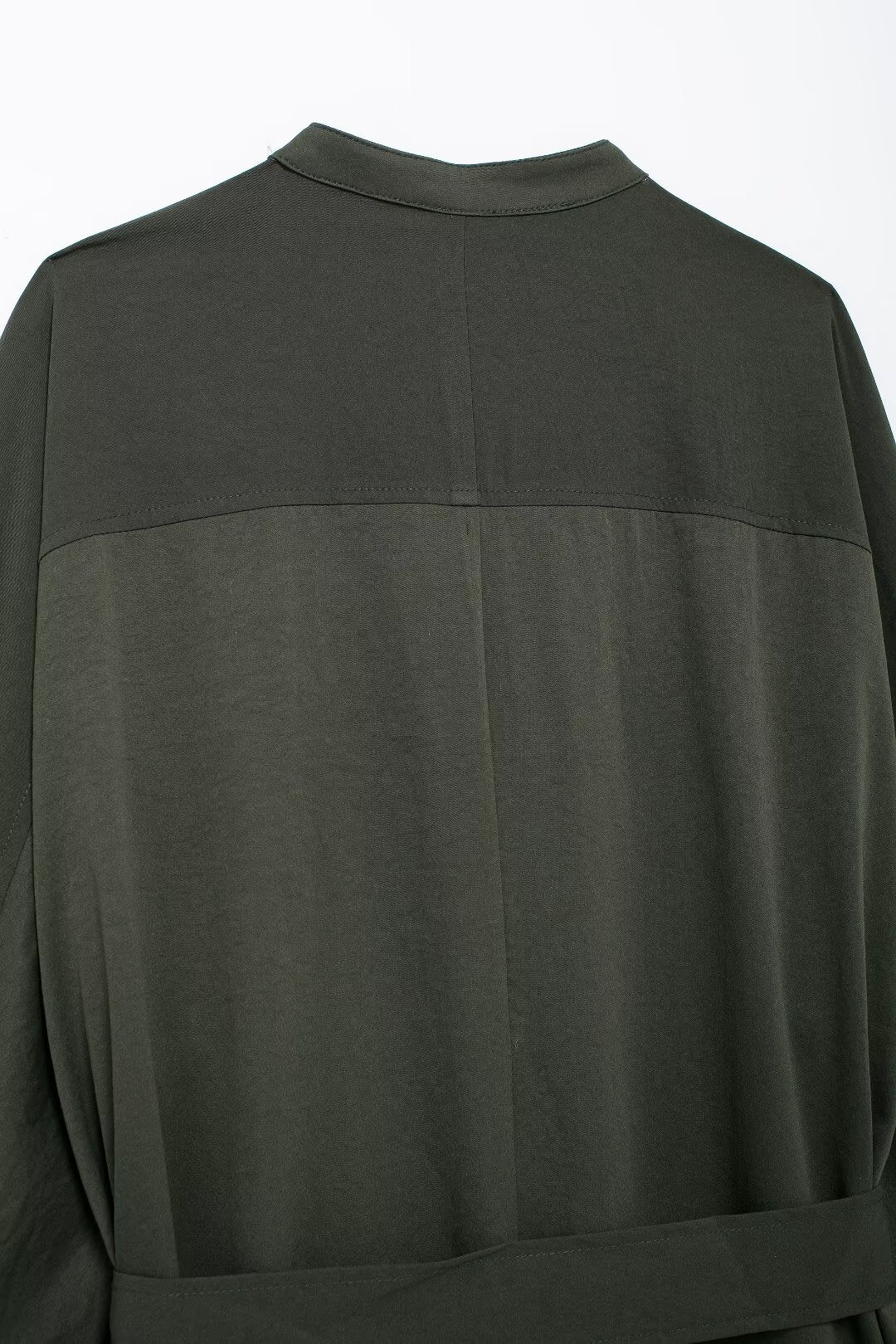 Women's Belted Pleated Long-Sleeve Shirt Maxi Dress