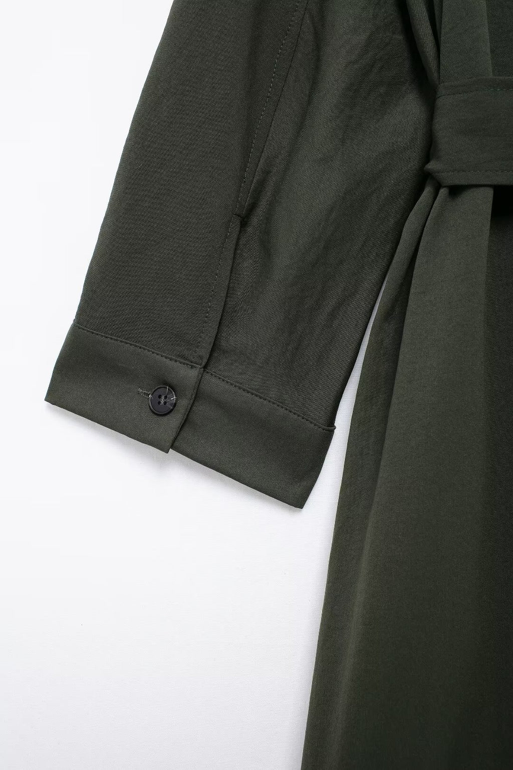 Women's Belted Pleated Long-Sleeve Shirt Maxi Dress