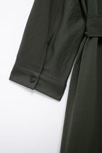 Women's Belted Pleated Long-Sleeve Shirt Maxi Dress