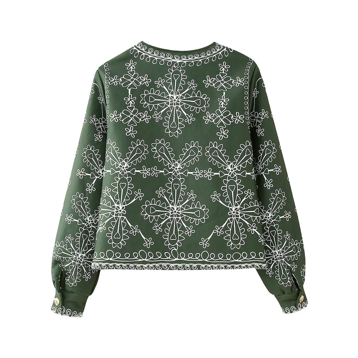 Women's Printed Cotton Padded Jacket Coat Printed Stomach Blanket Set