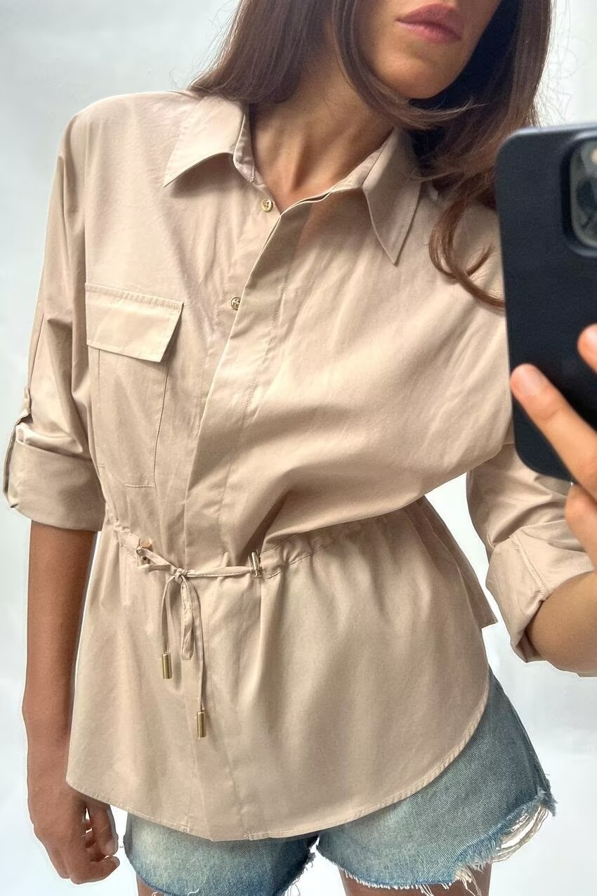 Women's Fall Women Clothing Casual Simple All Matching Work Clothes Shirt