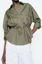 Women's Fall Women Clothing Casual Simple All Matching Work Clothes Shirt