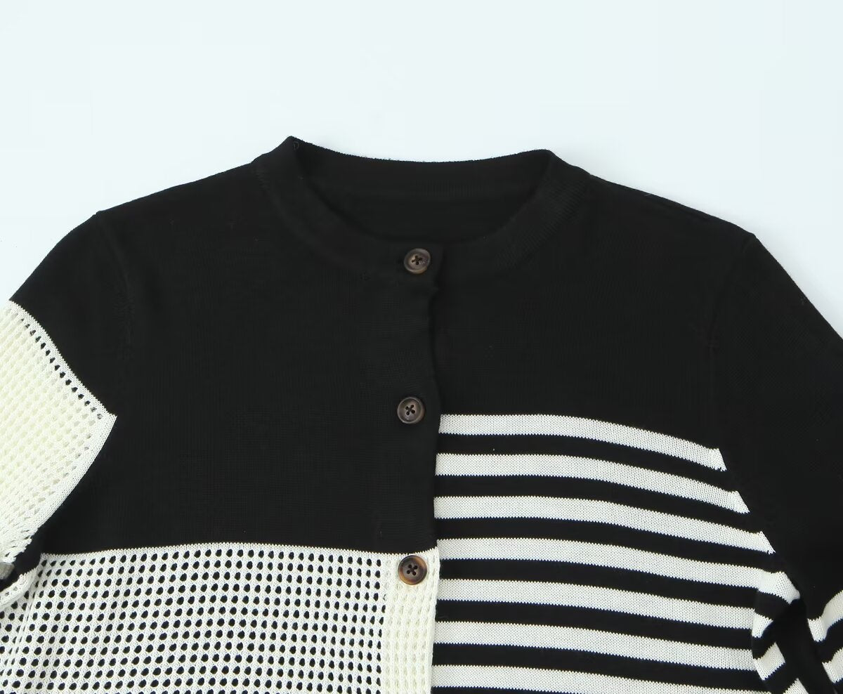 Women's French Vintage Irregular Asymmetric Texture Cardigan