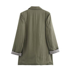 Autumn Roll Up Sleeve Casual Blazer Pleated Effect Bloomers Set