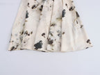 's Autumn French Pleated Print Sleeveless Dress