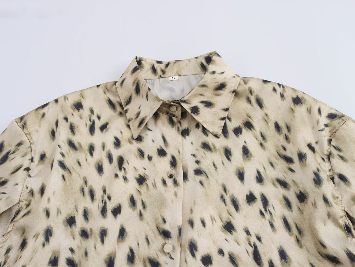 Autumn Animal Print Shirt Pants Set