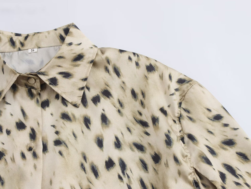 Autumn Animal Print Shirt Pants Set