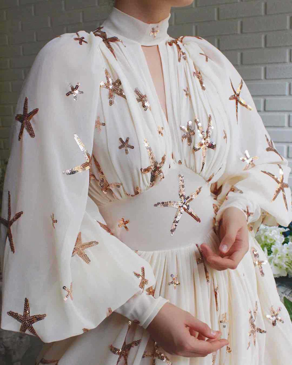 Women's A Large Number Of Half Turtleneck Sequined Slit Lantern Sleeve Formal Swing Dress Dress