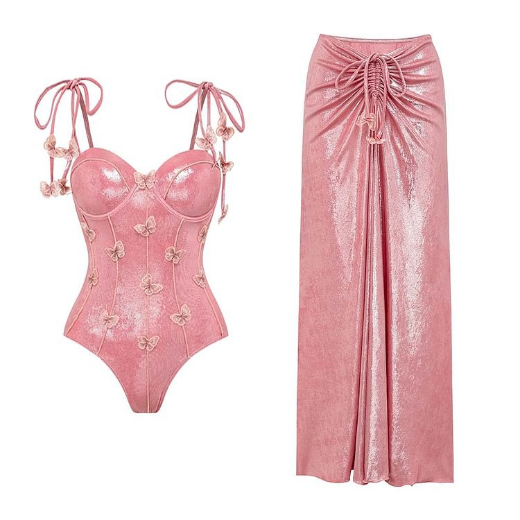 Luminous Fabric One-piece Swimwear
