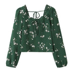 Floral print with green background
